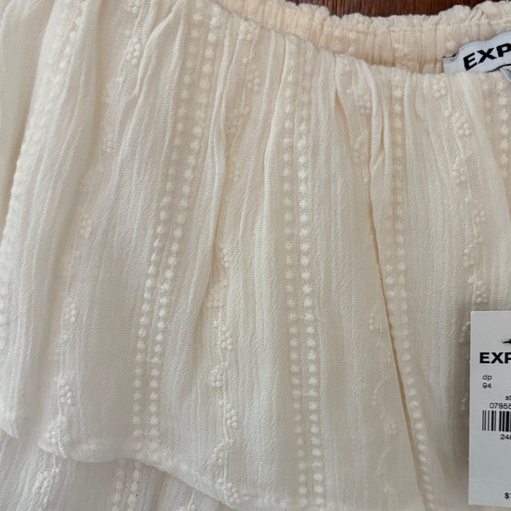 Express Ivory Textured Strapless Romper - Picture 3 of 4